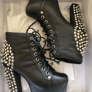 Jeffrey Campbell spiked Lita lace up black boots